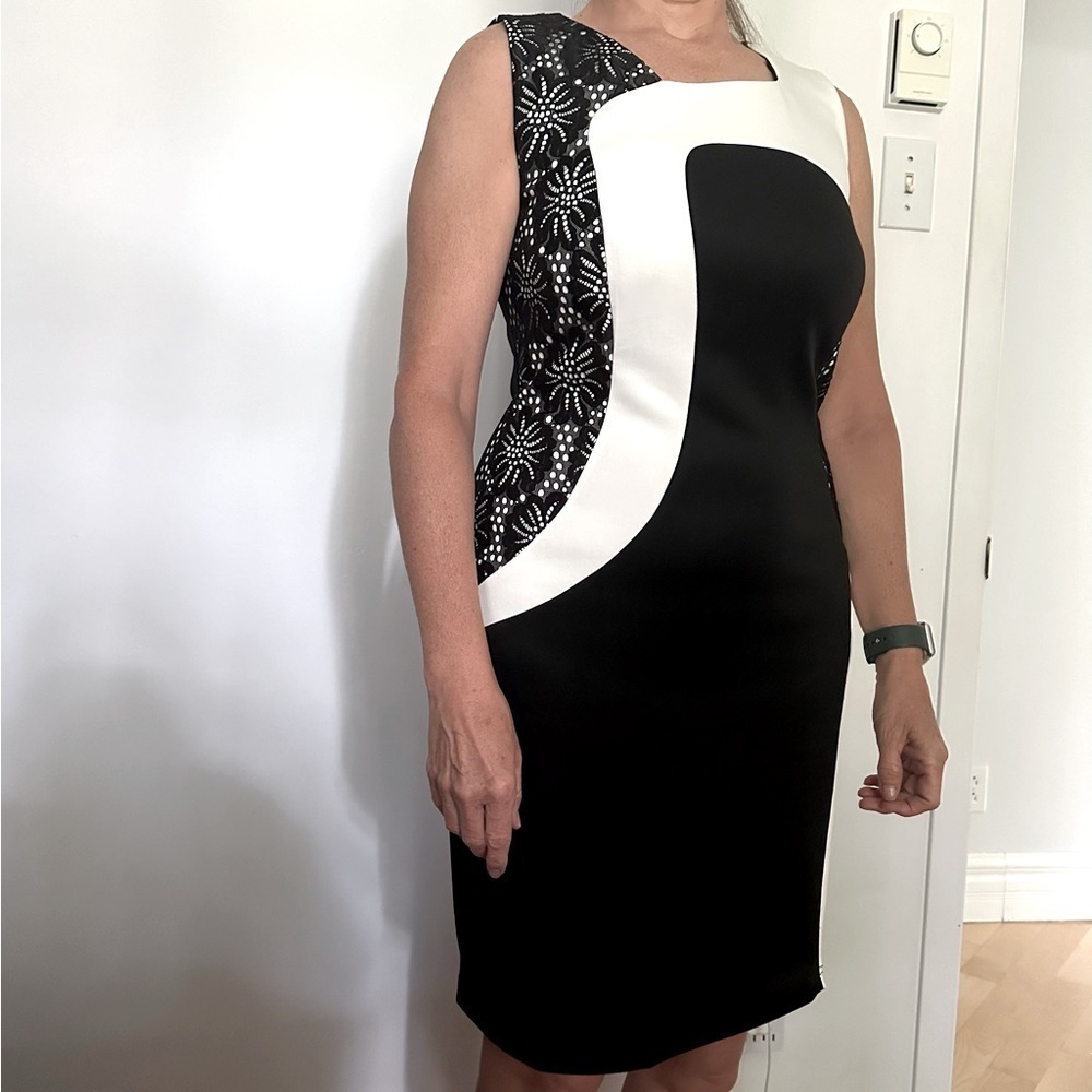 TEABERRY SLEEVELESS BLACK & WHITE DRESS  - 10